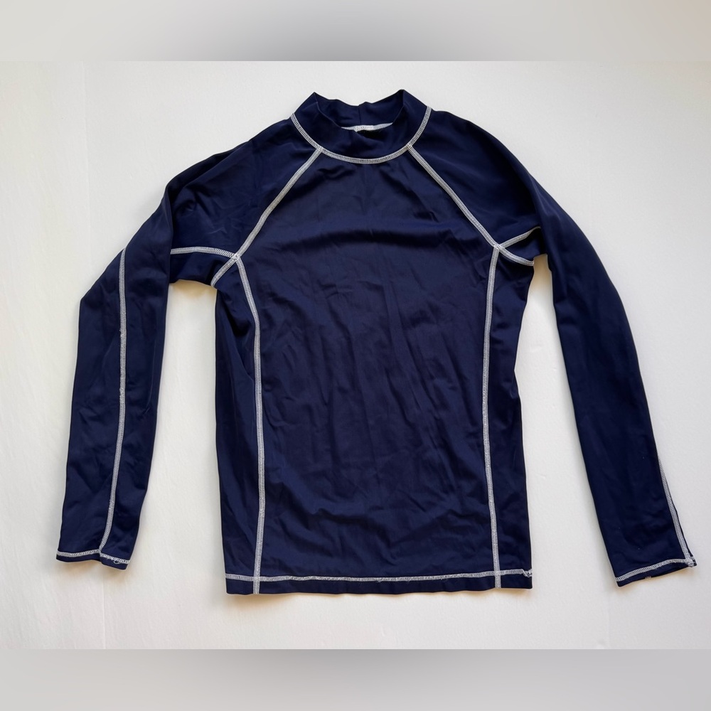 Lands’ End Rash Guard Long Sleeves UV Shirt Boys Navy Blue Swim